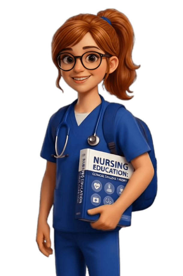 Nursing student holding a nursing textbook